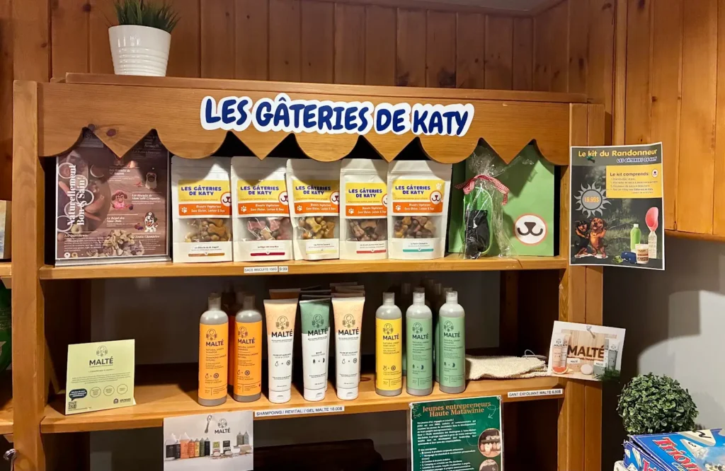 Sacs de biscuits Les Gâteries de Katy en présentoir