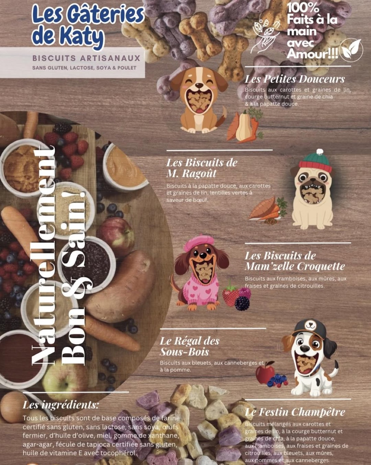 La gamme des biscuits pour chiens Les Gateries de Katy