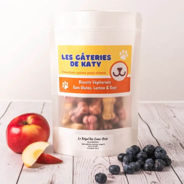 Sachet Le Regal des Sous-Bois, biscuits pour chiens aux pommes et bleuets - Les Gateries de Katy