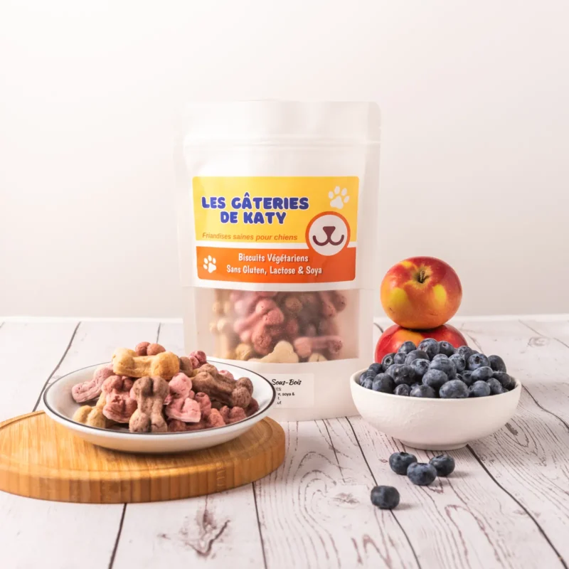 Le Regal des Sous-Bois avec pommes et bleuets, friandises aux fruits pour chiens