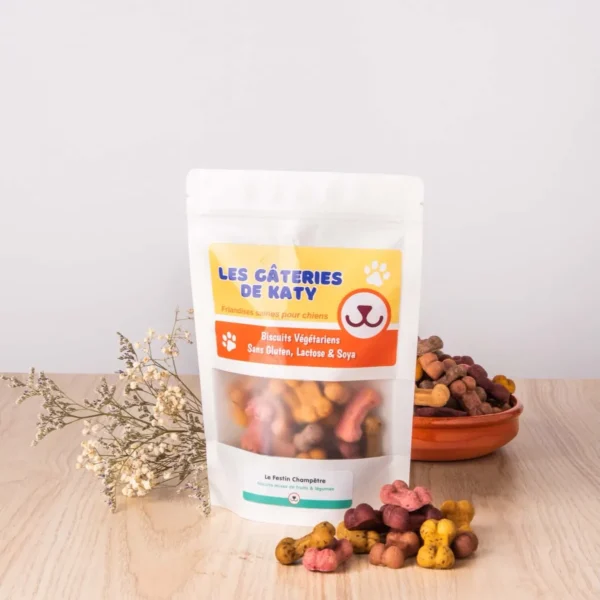 Sachet Le Festin Champêtre, biscuits mélangés pour chien, Les Gâteries de Katy